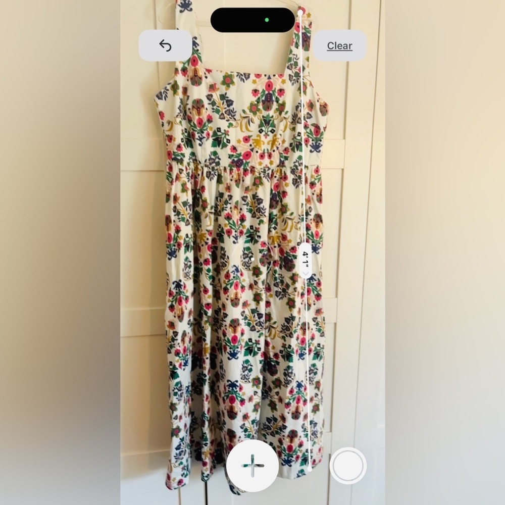 Boden Cream Floral Midi Dress with Pink, Purple and Green Blooms - Picture 6 of 7